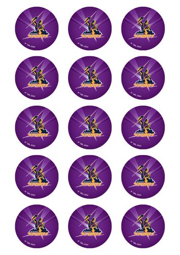 NRL MELBOURNE STORM 2 INCH/5CM CUPCAKE IMAGE SHEET - 15 PER SHEET