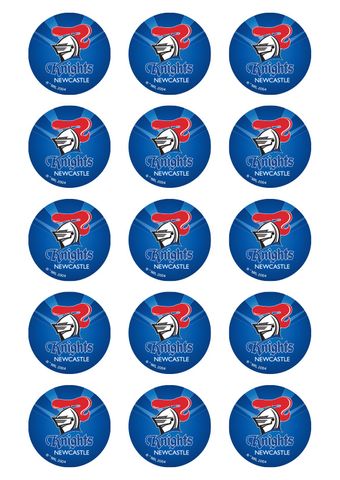 NRL NEWCASTLE KNIGHTS 2 INCH/5CM CUPCAKE IMAGE SHEET - 15 PER SHEET