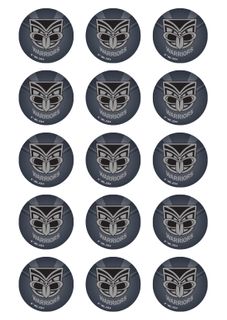 NRL NEW ZEALAND WARRIORS 2 INCH/5CM CUPCAKE IMAGE SHEET - 15 PER SHEET