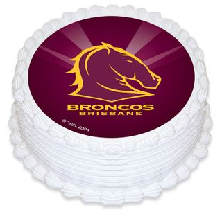 NRL BRISBANE BRONCOS ROUND EDIBLE ICING IMAGE - 6.3 INCH / 16CM