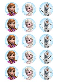 DISNEY FROZEN - 2 INCH/5CM CUPCAKE IMAGE SHEET - 15 PER SHEET