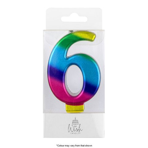 WISH | NUMBER 6 | RAINBOW GOLD METALLIC CANDLE