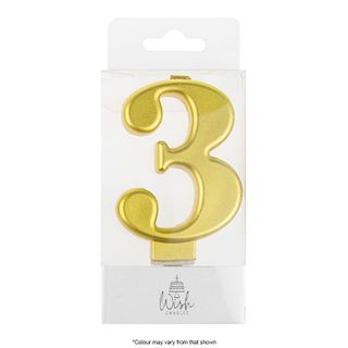 WISH | NUMBER 3 | GOLD METALLIC CANDLE