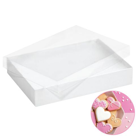 CLEAR LID COOKIE BOX | 32CM X 25CM X 5.5CM | RETAIL PACK