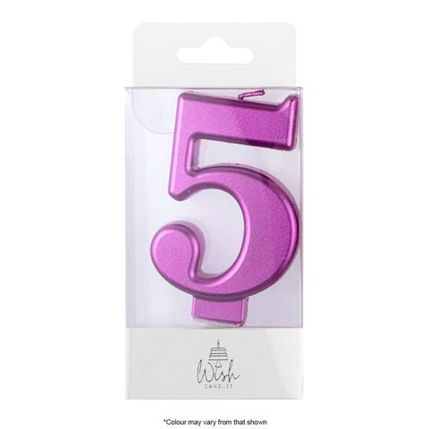 WISH | NUMBER 5 | PINK METALLIC CANDLE