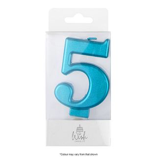 WISH | NUMBER 5 | BLUE METALLIC CANDLE