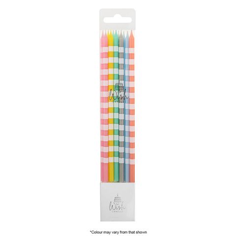 WISH | TALL PASTEL CANDLE WITH STRIPES | 12 CANDLES