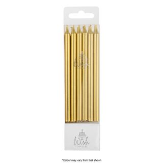 WISH | TALL LINE CANDLES | METALLIC GOLD | 12 CANDLES