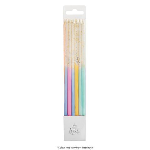 WISH | TALL PASTEL GLITTER CANDLES | 12 CANDLES