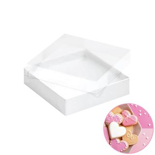 CLEAR LID COOKIE BOX | 15.5CM X 15.5CM X 3.5CM | RETAIL PACK