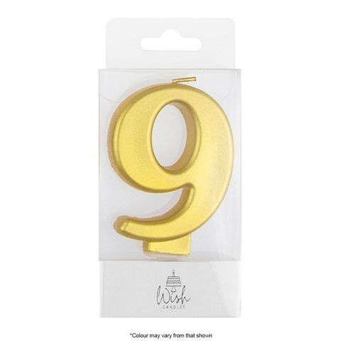 WISH | NUMBER 9 | GOLD METALLIC CANDLE