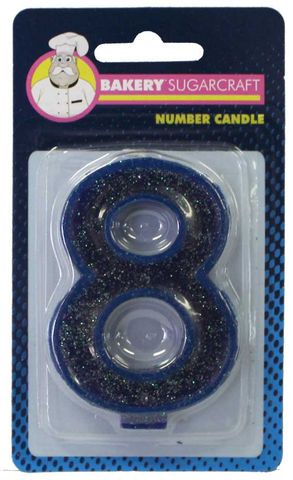 GLITTER NUMERAL CANDLE - 8 (12)