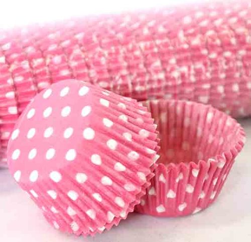 700 BAKING CUPS - PASTEL PINK POLKA DOTS - 500 PIECE PACK