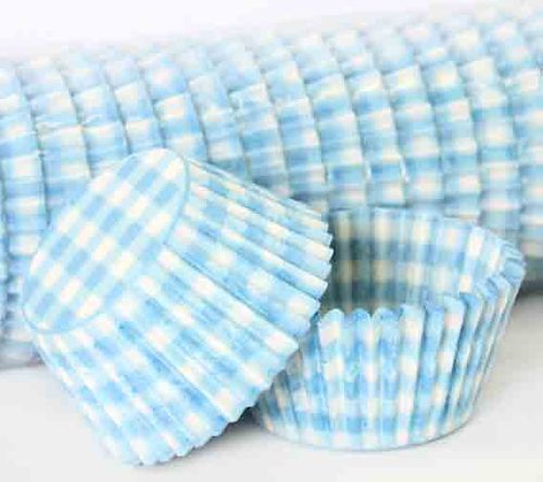 700 BAKING CUPS - PASTEL BLUE GINGHAM - 500 PIECE PACK