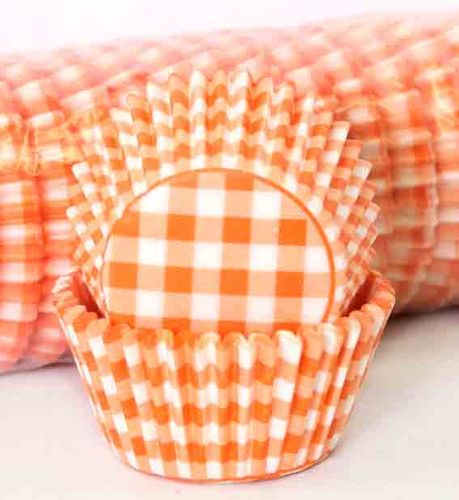 408 BAKING CUPS - ORANGE GINGHAM - 500 PIECE PACK