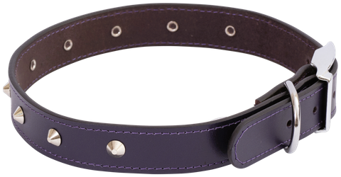 Collar Lthr Deluxe Sewn Stud 55cm Purple