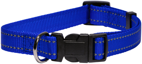Collar Nylon Dog Adj 20mm Refl/Thrd Blue