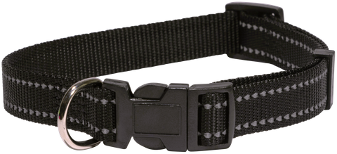 Collar Nylon Dog Adj 20mm Refl/Thrd Blk