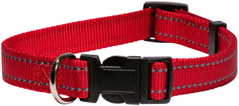 Collar Nylon Dog Adj 20mm Refl/Thrd Red