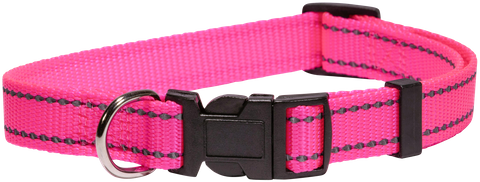 Collar Nylon Dog Adj 20mm Refl/Thrd Pink