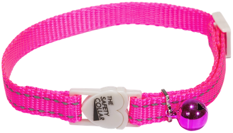 Collar Nylon Cat Adj 30cm Refl/Thrd Pink