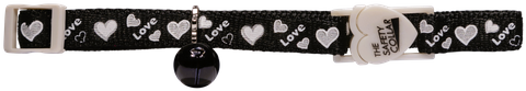 Collar Cat Safe-Bkl Love/Hearts Black