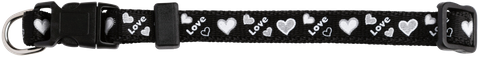 Collar Puppy Love/Hearts 23-35cm Black