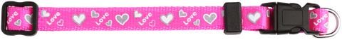 Collar Puppy Love/Hearts 23-35cm HotPink