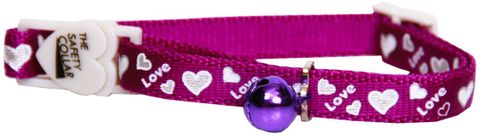 Collar Cat Safe-Bkl Love/Hearts Purple