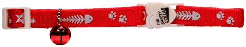Collar Cat Safe-Buckle Fish Bone Red
