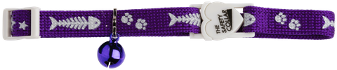 Collar Cat Safe-Buckle Fish Bone Purple