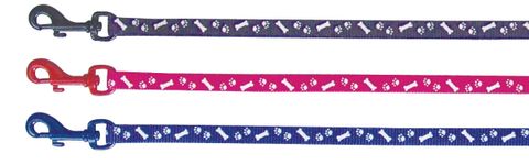 Lead Nyl. Puppy 120cm Paws/Bones Blue