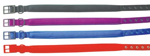 Collar Nylon Rubber Back 40cm Red