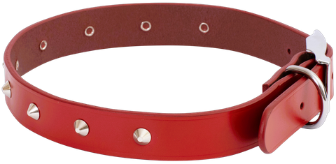 Collar Leather Classic Stud 55cm Red
