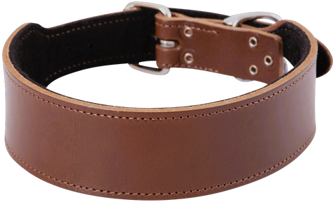Collar Leather Staffy Plain 65cm Cognac