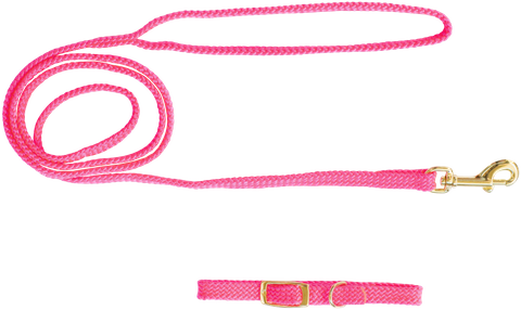 Collar & Lead Set Nylon Puppy Pink