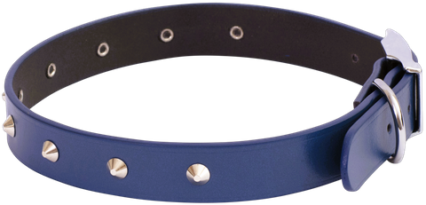 Collar Leather Classic Stud 55cm Blue