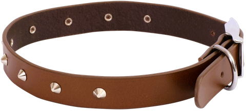 Collar Leather Classic Stud 55cm Cognac