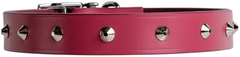 Collar Leather Classic Stud 55cm Pink