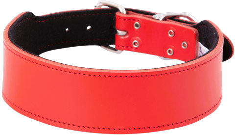 Collar Leather Staffy Plain 65cm Red