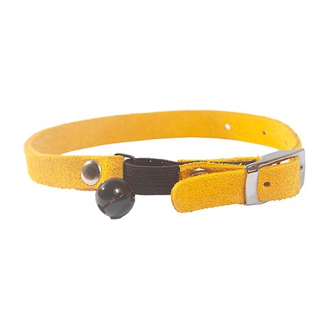 Collar Suede Cat Safety w/Blk Bell Gold