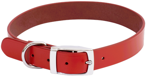 Collar Leather Classic Plain 55cm Red