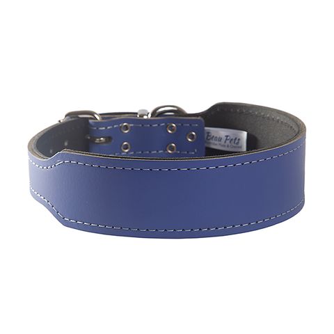 Collar Leather Staffy Plain 55cm Indigo