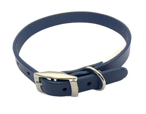 Collar Leather Classic Plain 40cm Indigo