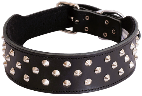 Collar Leather Staffy Stud 65cm Black