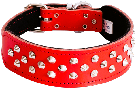 Collar Leather Staffy Stud 65cm Red
