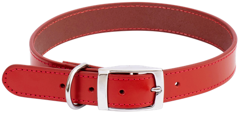 Collar Lthr Deluxe Sewn Plain 55cm Red