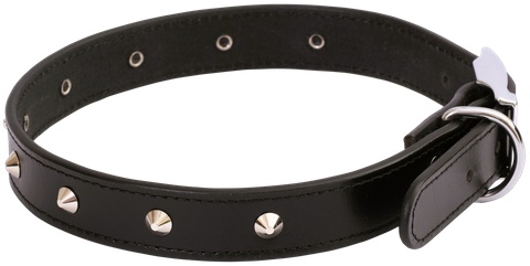 Collar Lthr Deluxe Sewn Stud 55cm Black