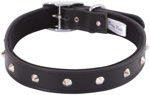 Collar Lthr Dlx Felt Lnd Stud 55cm Blk