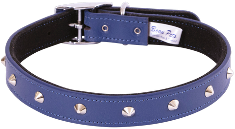 Collar Lthr Dlx Felt Lnd Stud 55cm Blue